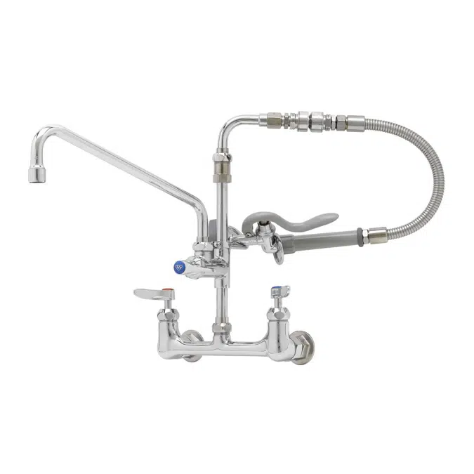 B-0184 8" Wall Mount Faucet, CV-Ceramas, Add-On Faucet, 12" Nozzle, VB, 20" Hose & B-0107