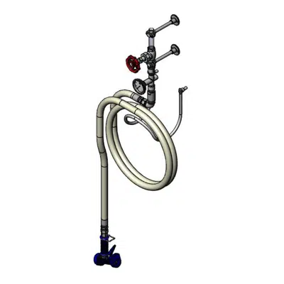 bilde for MV-1907-12CW 3/4" Washdown Station: Valve, Thermometer, Swivel, 50' Creamery Hose & Water Gun