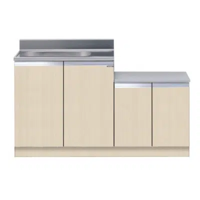 Image pour 一体型流し台 壁出し水栓仕様 間口120cm 木目 M1-120K_L_M