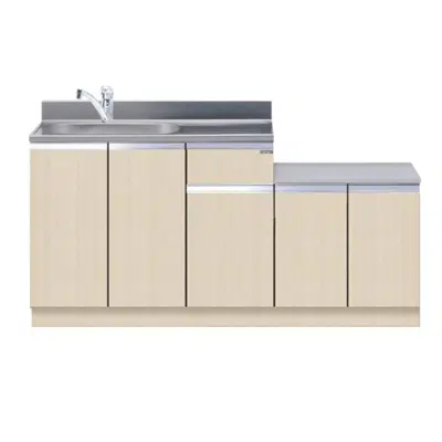 Image pour 一体型流し台 トップ出し水栓仕様 間口160cm 木目 M1-160DK_R_M