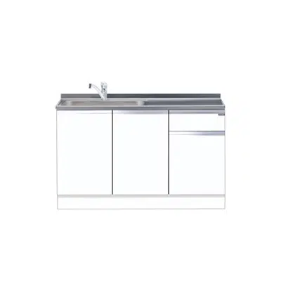 Image pour ハイトップ 組合せ型流し台 トップ出し水栓仕様 間口135cm ホワイト M2-135DS_R_W