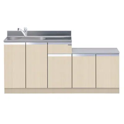 Image pour 一体型流し台 トップ出し水栓仕様 間口170cm 木目 M1-170DK_R_M