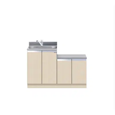 Image pour 一体型流し台 トップ出し水栓仕様 間口120cm 木目 M1-120DK_R_M