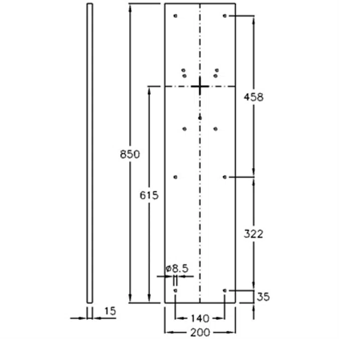 Cavere Mounting plate 200x850x15