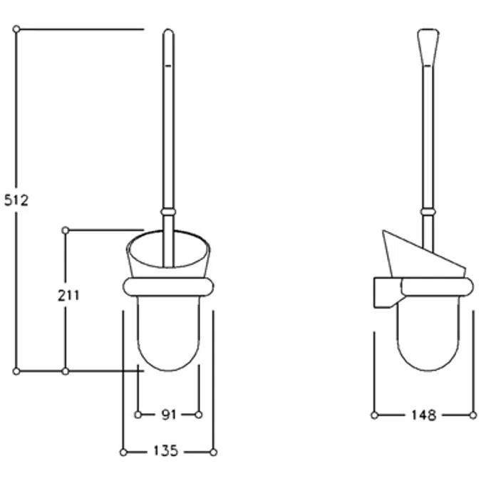 Nylon Care Toilet brush set, 512x148x135