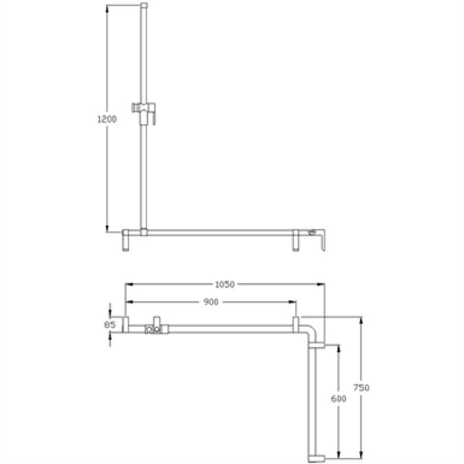 BIM objects Free download! Cavere Shower handrail with shower head