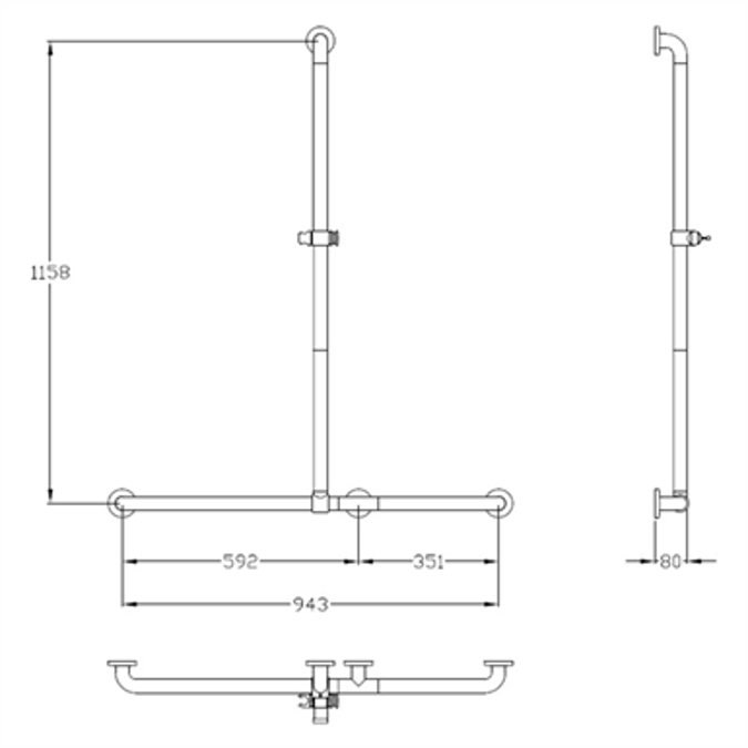 BIM objects Free download! Nylon Care Shower handrail with shower