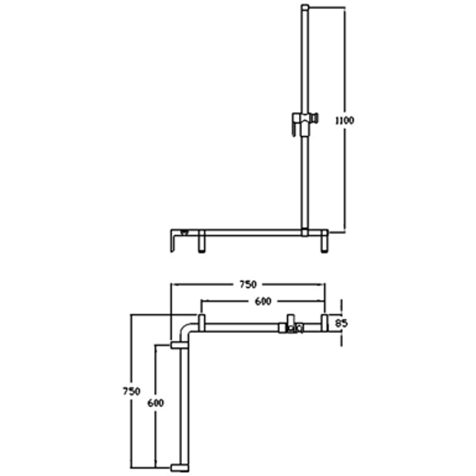 BIM objects Free download! Cavere Shower handrail with shower head