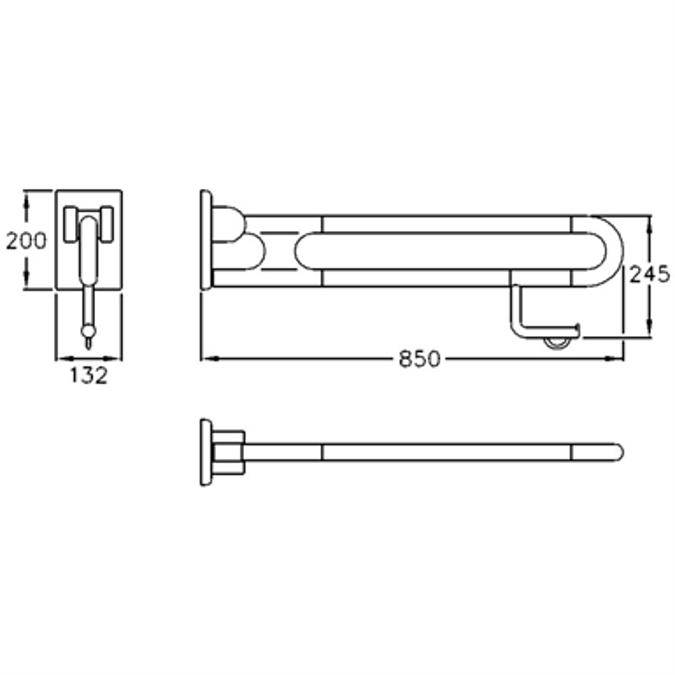 BIM objects Free download! Nylon Care Liftup support rail, L = 850