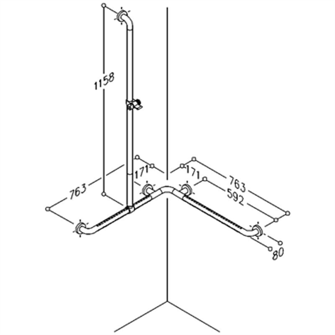 BIM objects Free download! Nylon Care Shower handrail with shower