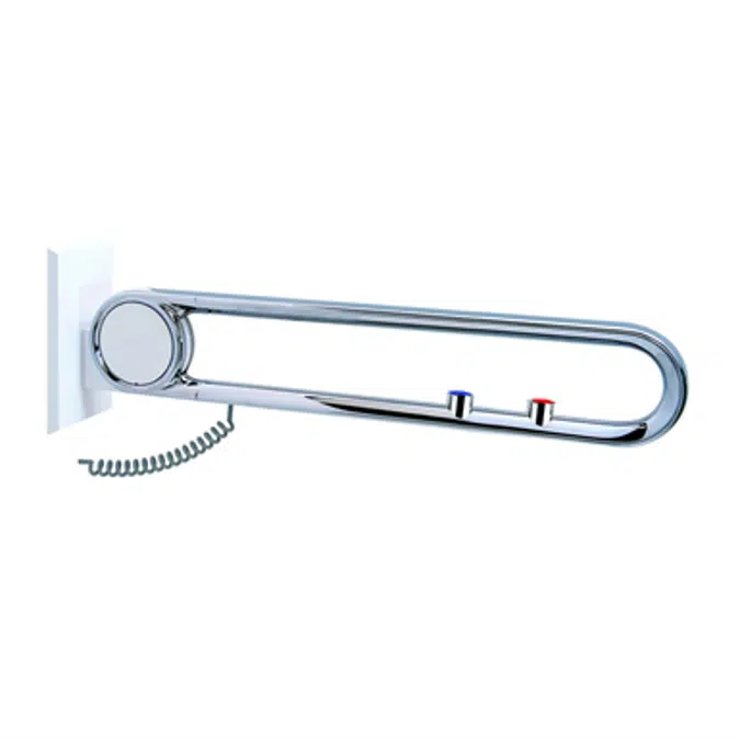 Cavere Chrome Barre d'appui rabattable vario amovible L = 900 avec 2 bouton chasse d'eau et appel circuit fermé NO (les 2)