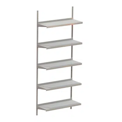 Permanent wallsystem 900, metal shelves on brackets 이미지