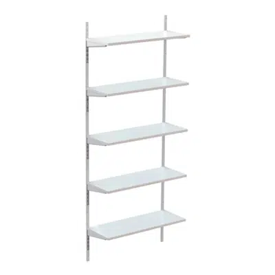 bilde for Permanent wallsystem 800, wooden shelves on shelf ends