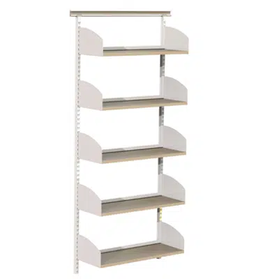 Flexible wallsystem 1000, wooden shelves on shelf ends 이미지