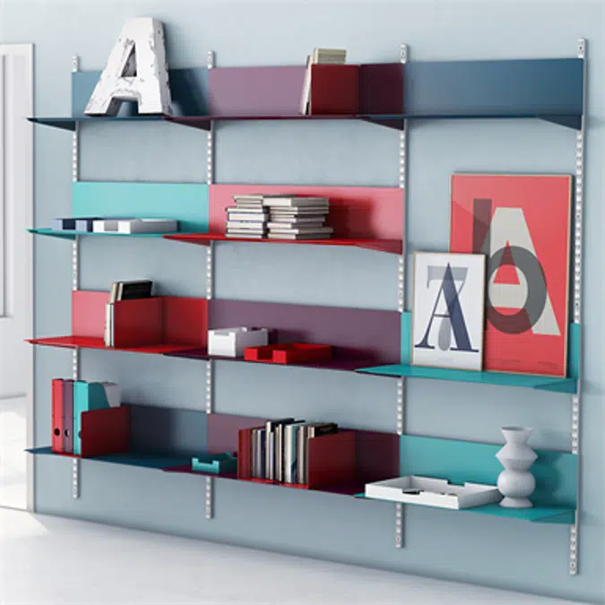 Permanent wall system with metal shelf Paper