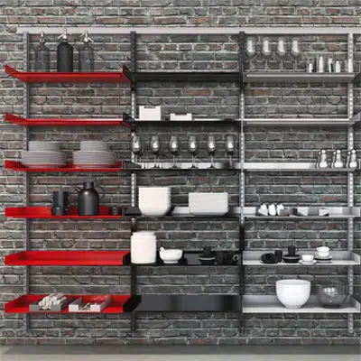 Flexible wall system with metal shelf Modern图像