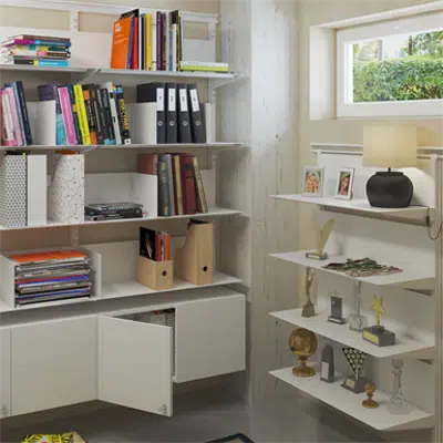 Imagem para Flexible wall system with metal shelf Paper}