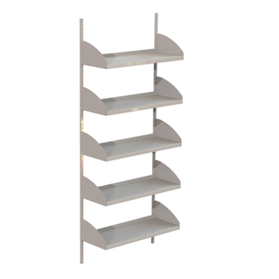 Image for Permanent wallsystem 800, metal shelves on shelf ends