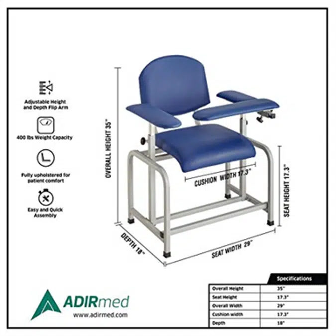 AdirMed Padded Blood Drawing Chair