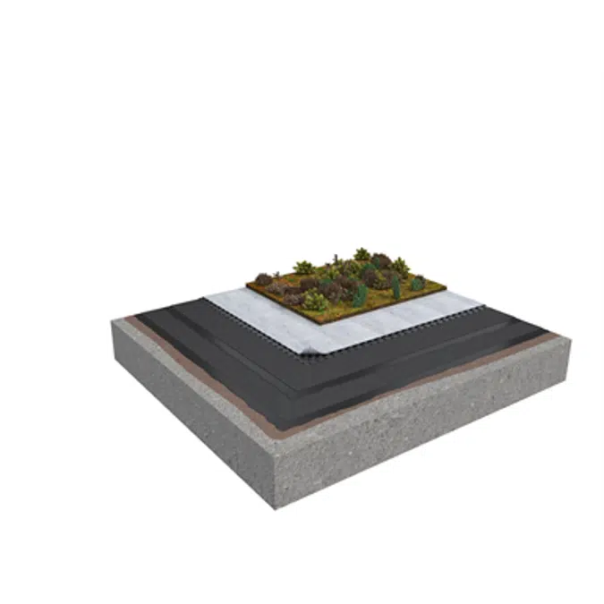 Base KL 2-layer inverted roof system for extensive green roof on concrete non-insulated