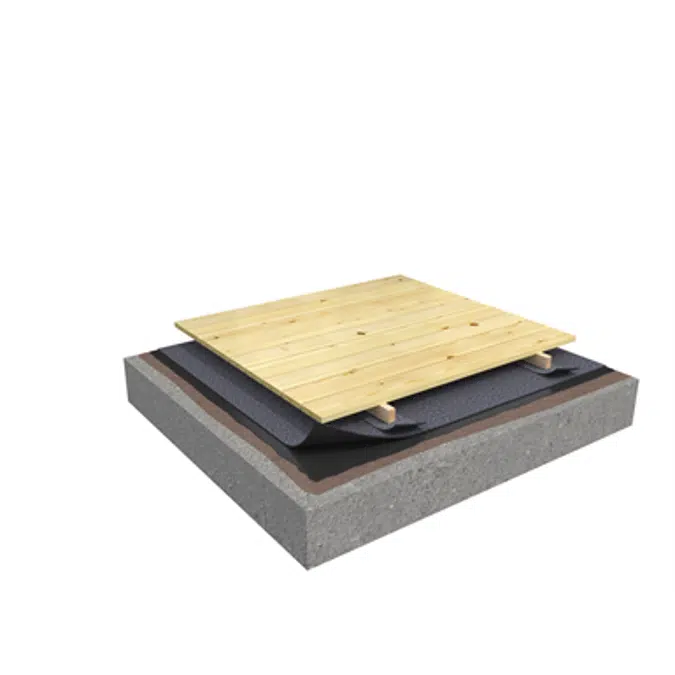 Mono PM 1-layer roof system for wooden deck on concrete non-insulated