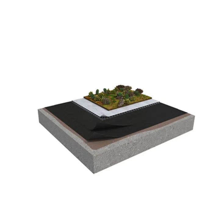 Base SV 2-layer inverted roof system for extensive green roof on concrete non-insulated