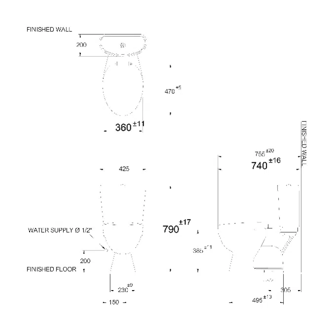 MOGEN Dual Flush Wash Down 3/6 L. (Slow Close) MT43