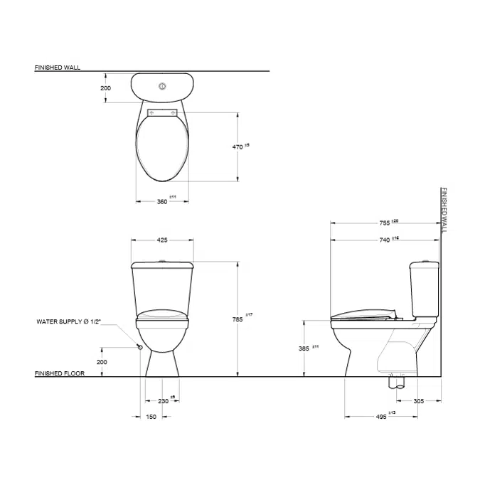 MOGEN Dual Flush Wash Down 3/6 L. (Slow Close) MT41