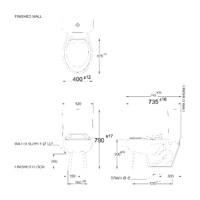 MOGEN Dual Flush Siphonic 3/4.5 L. (Slow Close) MT55 (ECO)