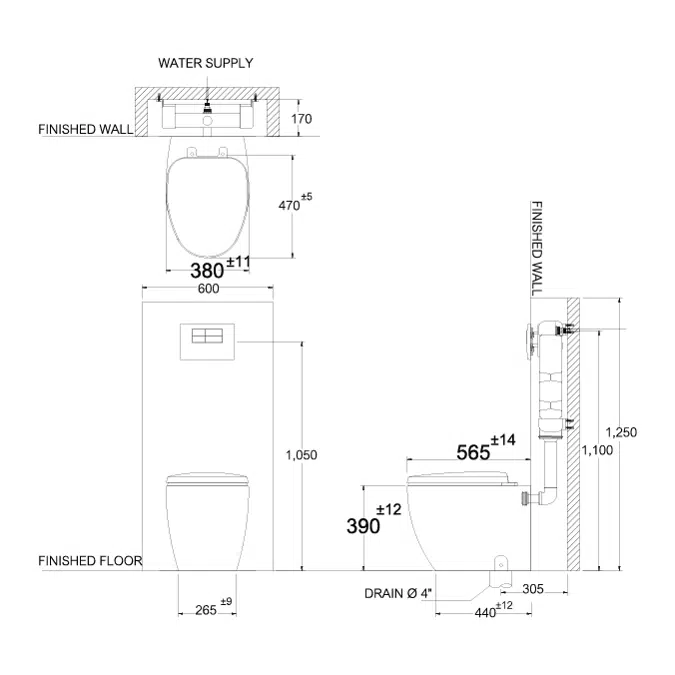 MOGEN Dual Flush Wash Down 3/6 L. (Slow Close) W02