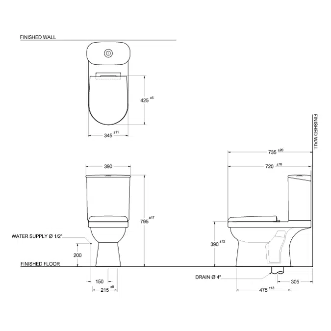 MOGEN Dual Flush Wash Down 3/6 L. (Slow Close) MT21N