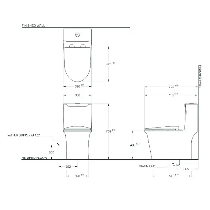 MOGEN Single Flush Siphon Jet 4.5 L. (Slow Close) MOS66-9(ECO)