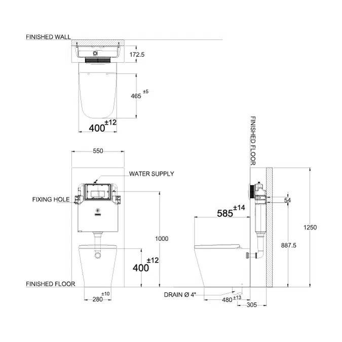 MOGEN Dual Flush Wash Down 3/6 L. (Slow Close) W04