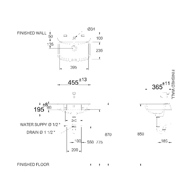 MOGEN Wall Hung Basin MA174