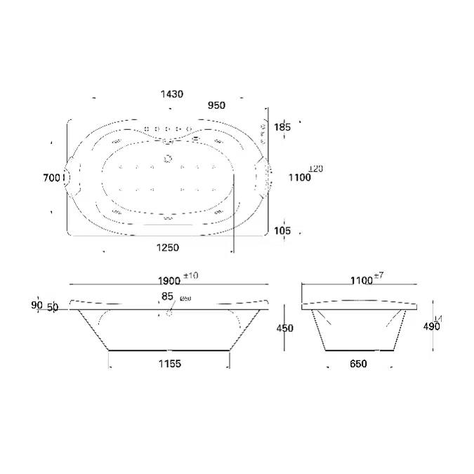 MOGEN Drop-In Bathtub MB25A