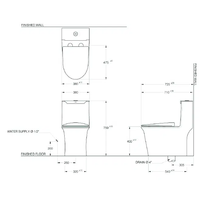 MOGEN Single Flush Siphon Jet 4.5 L. (Slow Close) MOS66-3(ECO)