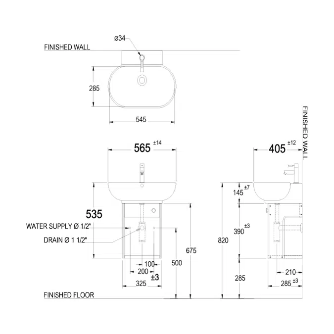 MOGEN Wash Basin (MA422) with Bathroom Furniture LF42032L