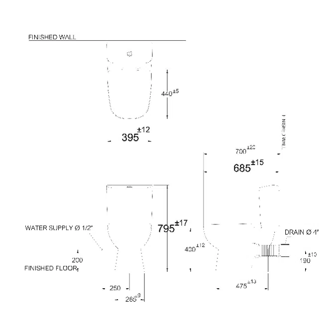 MOGEN Dual Flush Wash Down 3/6 L. MT14 HP