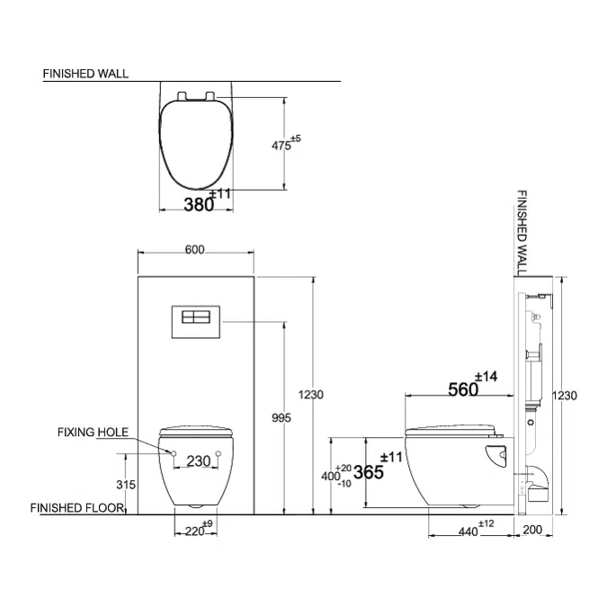 MOGEN Dual Flush Wash Down 3/6 L. (Slow Close) MWH02