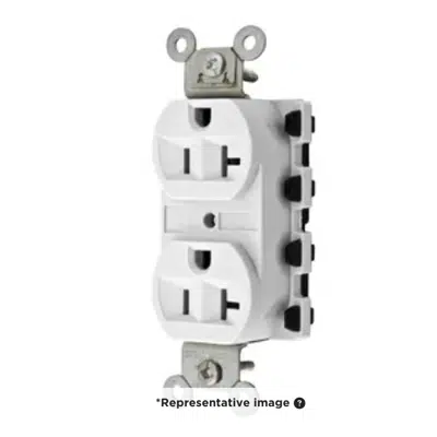 Image for Straight Blade Devices, Receptacles, Duplex, SNAPConnect®, 20A 125V, 2-Pole 3-Wire Grounding, 5-20R, Nylon, White
