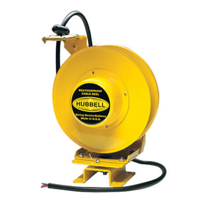 White Industrial Reel with Yellow Portable Outlet Box, GFCI Module