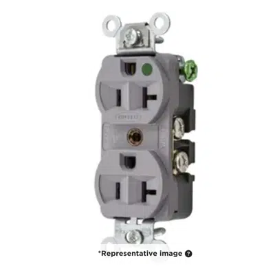 Image for Straight Blade Devices, Receptacles, Duplex, Compact Hospital Grade, 2-Pole 3-Wire Grounding, 20A 125V, 5- 20R, Gray, Single Pack