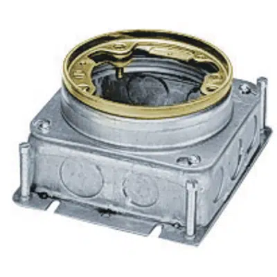 Image for Round Floor Box, Single-Service Metal Concrete, Stamped Steel/Brass, 37.3 cu. in.