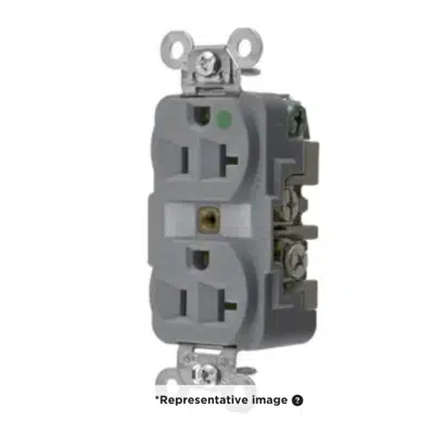 Image for Straight Blade Devices, Receptacles, Duplex, Hospital Grade, 2-Pole3-Wire Grounding, 20A 125V, 5-20R, Gray, Single Pack