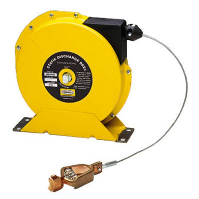 White Industrial Reel with Yellow Portable Outlet Box, GFCI Module