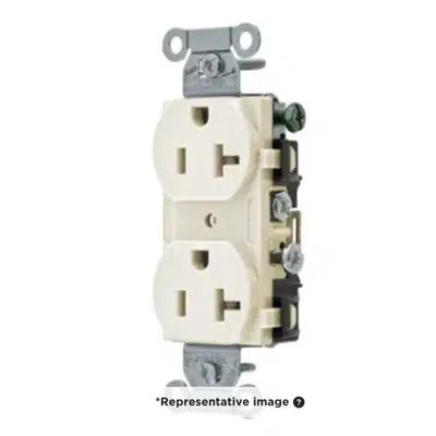 Image for Straight Blade Devices, Receptacles, Duplex, Commercial Grade, 2-Pole 3-Wire Grounding, 20A 125V, 5-20R, Light Almond, Single Pack