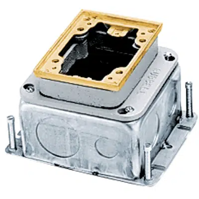 Image for Rectangular Floor Box for Single-Service, Concrete, 1-Gang Deep, Brass/Stamped Steel