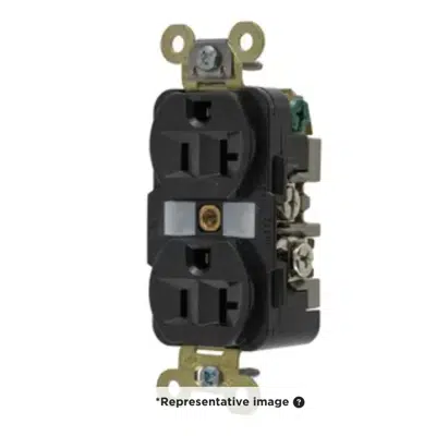 Image for Straight Blade Devices, Receptacles, Duplex, Industrial Grade, 2-Pole 3-Wire Grounding, 20A 125V, 5-20R, Black, Single Pack