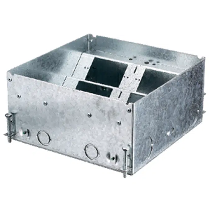 Recessed Floor Box, Concrete, 8-Gang Deep, Stamped Steel