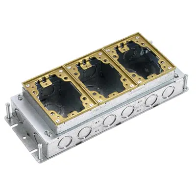 Image for Rectangular Floor Box, Concrete, 3-Gang Shallow, Brass/Stamped Steel